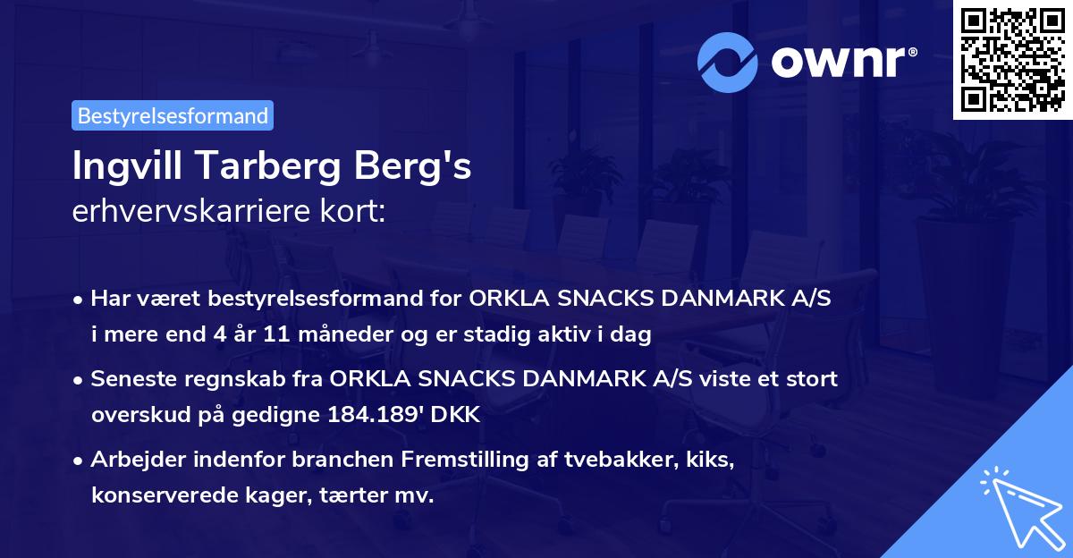 Ingvill Tarberg Berg's erhvervskarriere kort