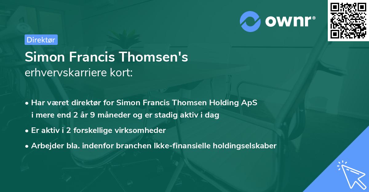 Simon Francis Thomsen's erhvervskarriere kort