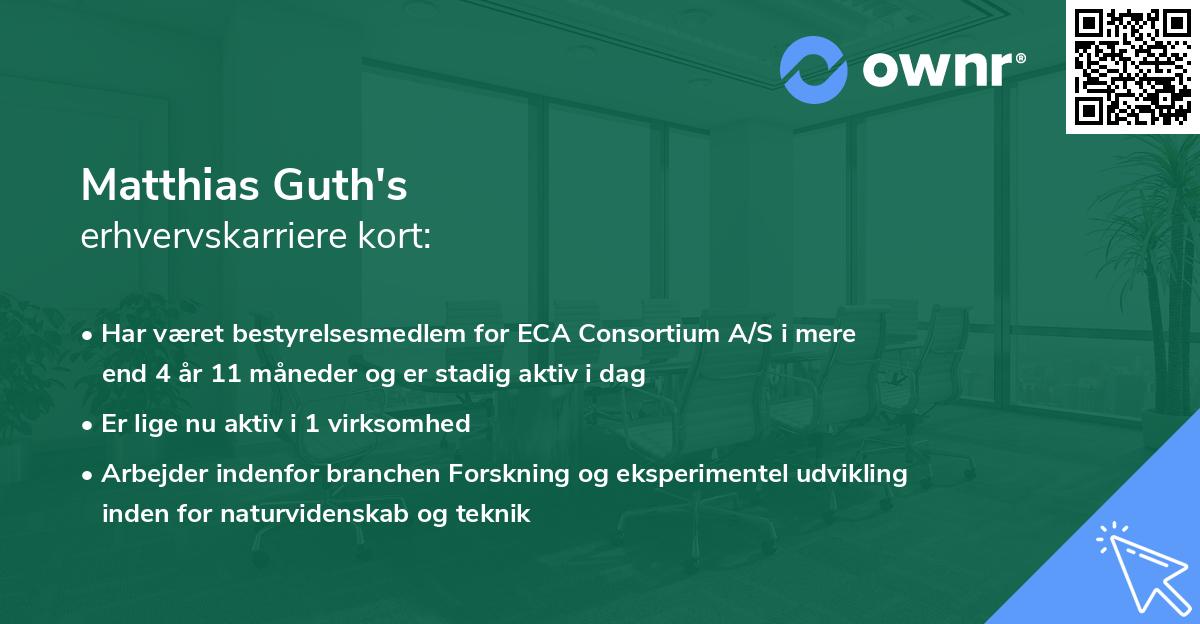 Matthias Guth's erhvervskarriere kort