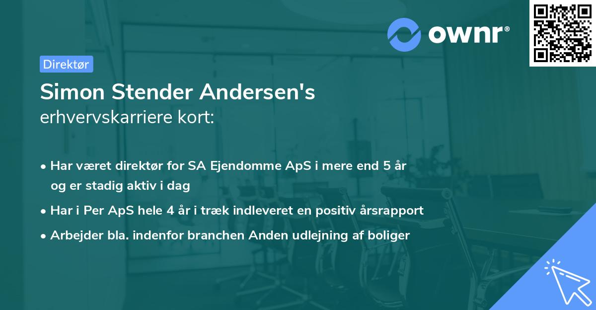 Simon Stender Andersen's erhvervskarriere kort