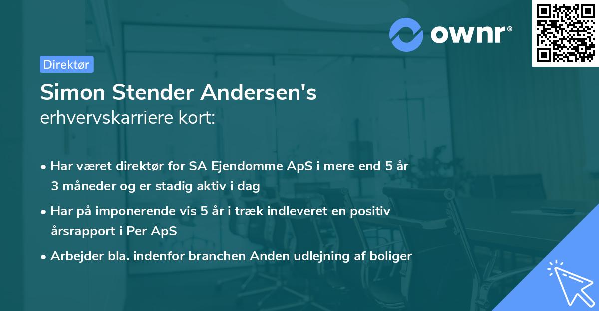 Simon Stender Andersen's erhvervskarriere kort