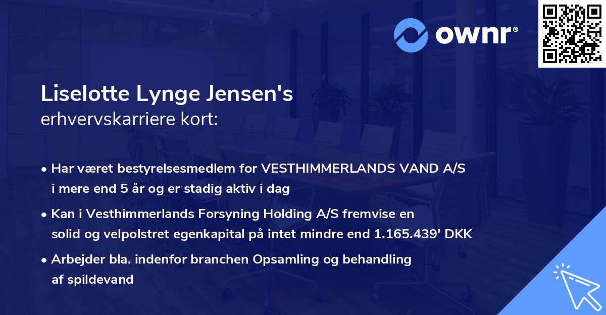 Liselotte Lynge Jensen's erhvervskarriere kort