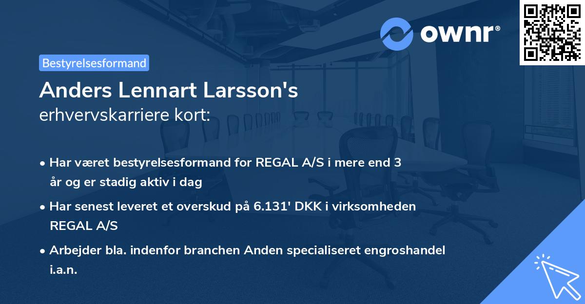 Anders Lennart Larsson's erhvervskarriere kort