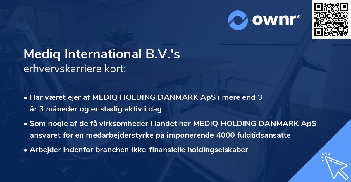 Mediq International B.V.'s erhvervskarriere kort