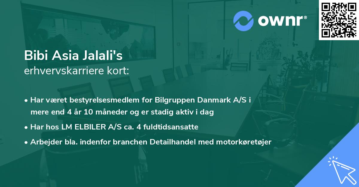 Bibi Asia Jalali's erhvervskarriere kort