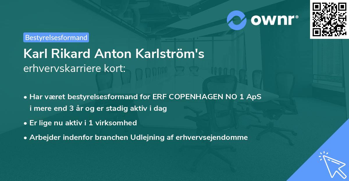 Karl Rikard Anton Karlström's erhvervskarriere kort