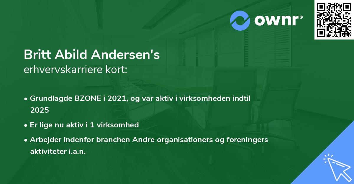 Britt Abild Andersen's erhvervskarriere kort