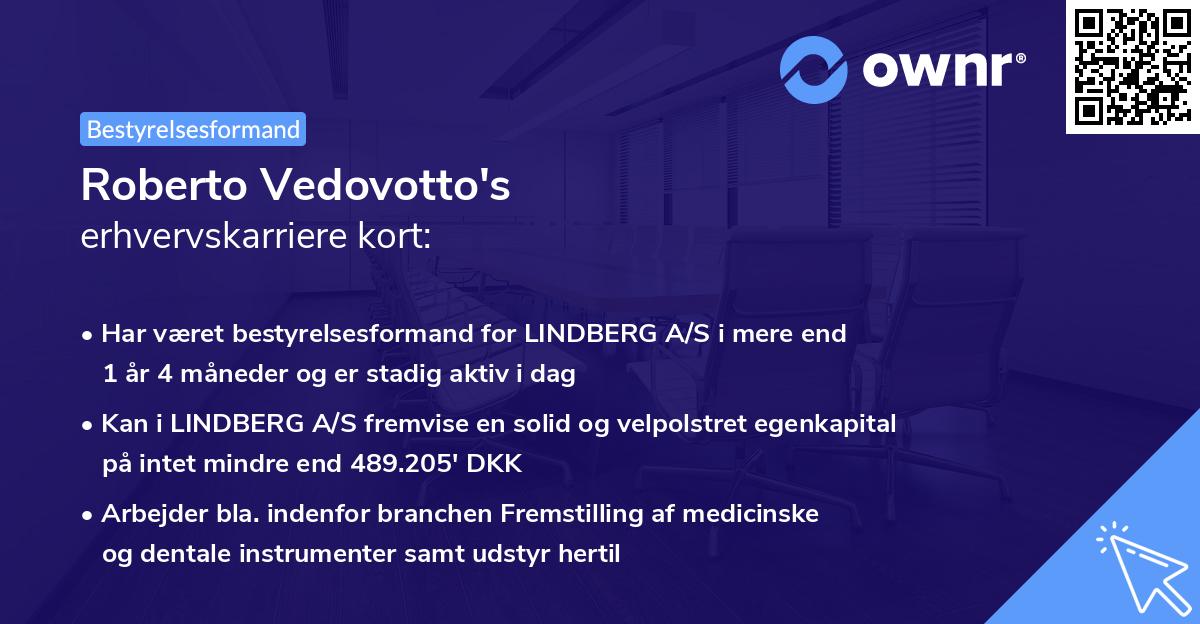 Roberto Vedovotto's erhvervskarriere kort