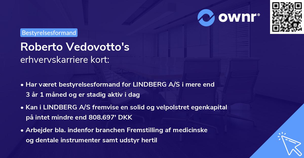 Roberto Vedovotto's erhvervskarriere kort