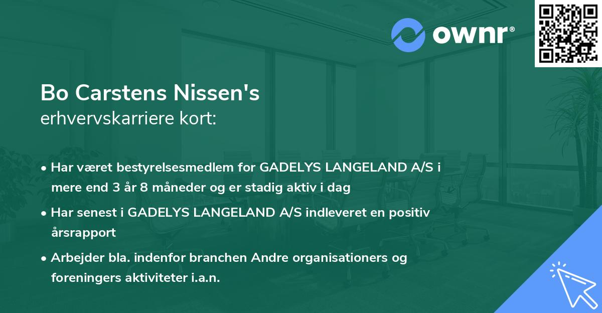 Bo Carstens Nissen's erhvervskarriere kort