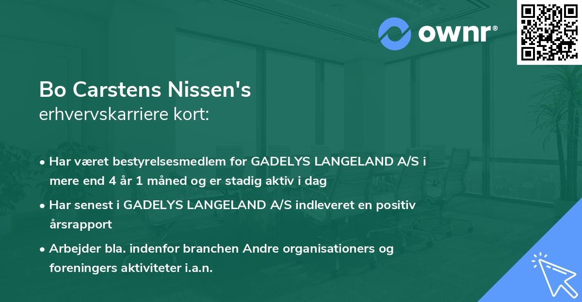 Bo Carstens Nissen's erhvervskarriere kort