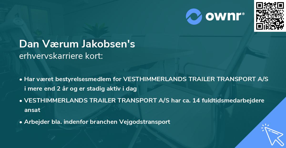 Dan Værum Jakobsen's erhvervskarriere kort