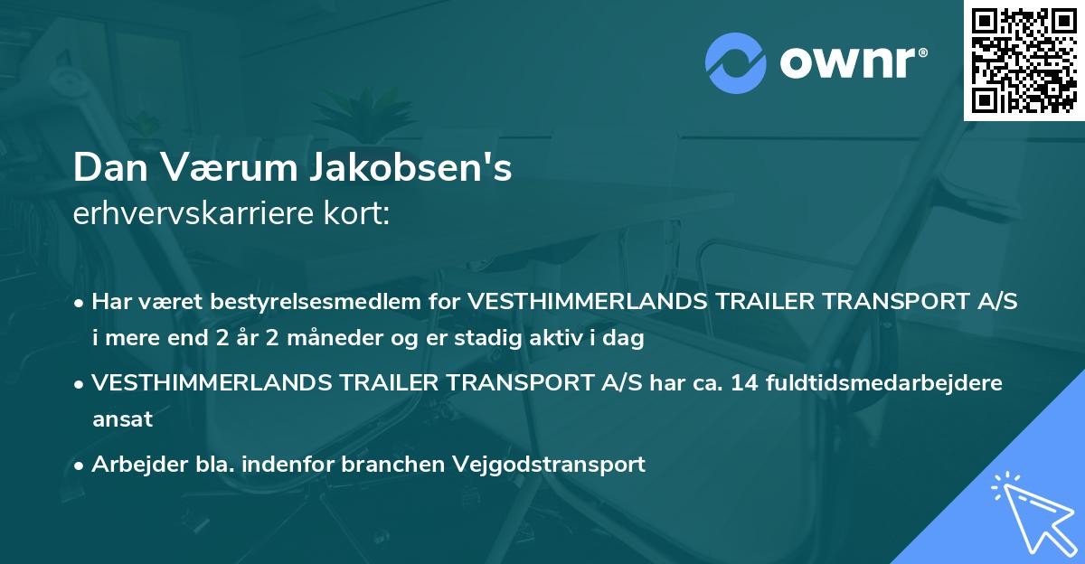 Dan Værum Jakobsen's erhvervskarriere kort