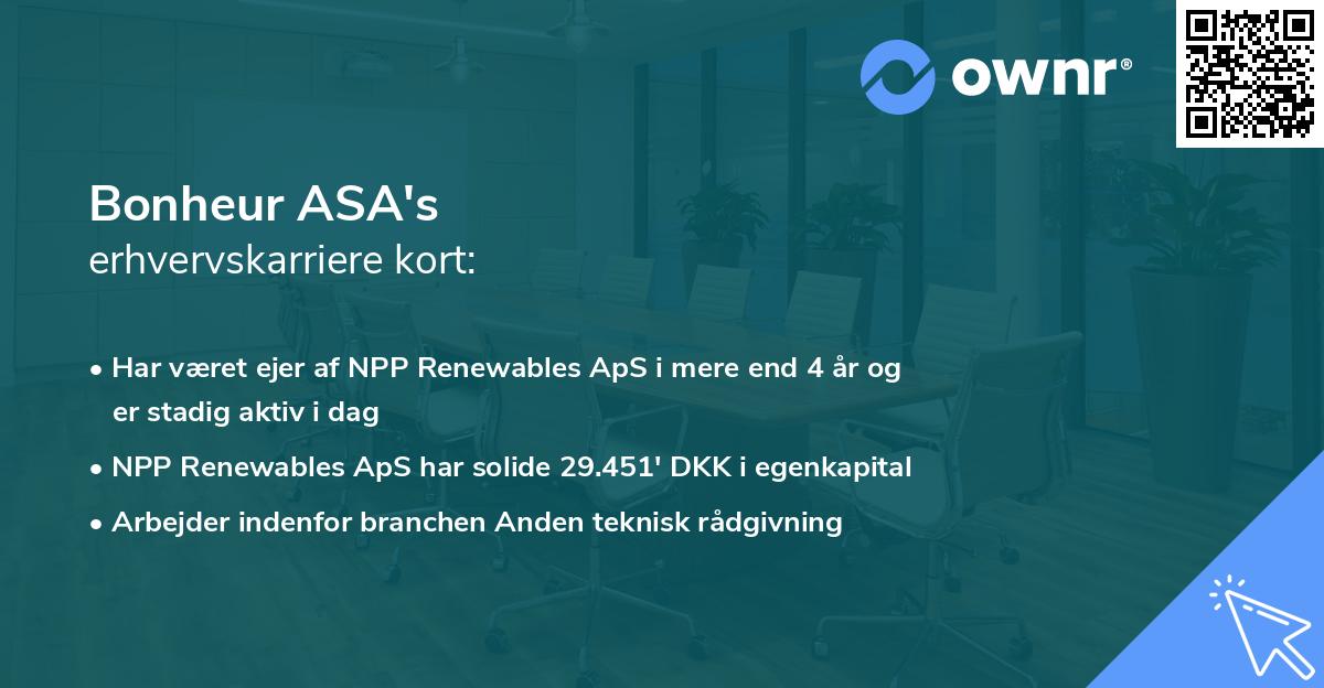 Bonheur ASA's erhvervskarriere kort