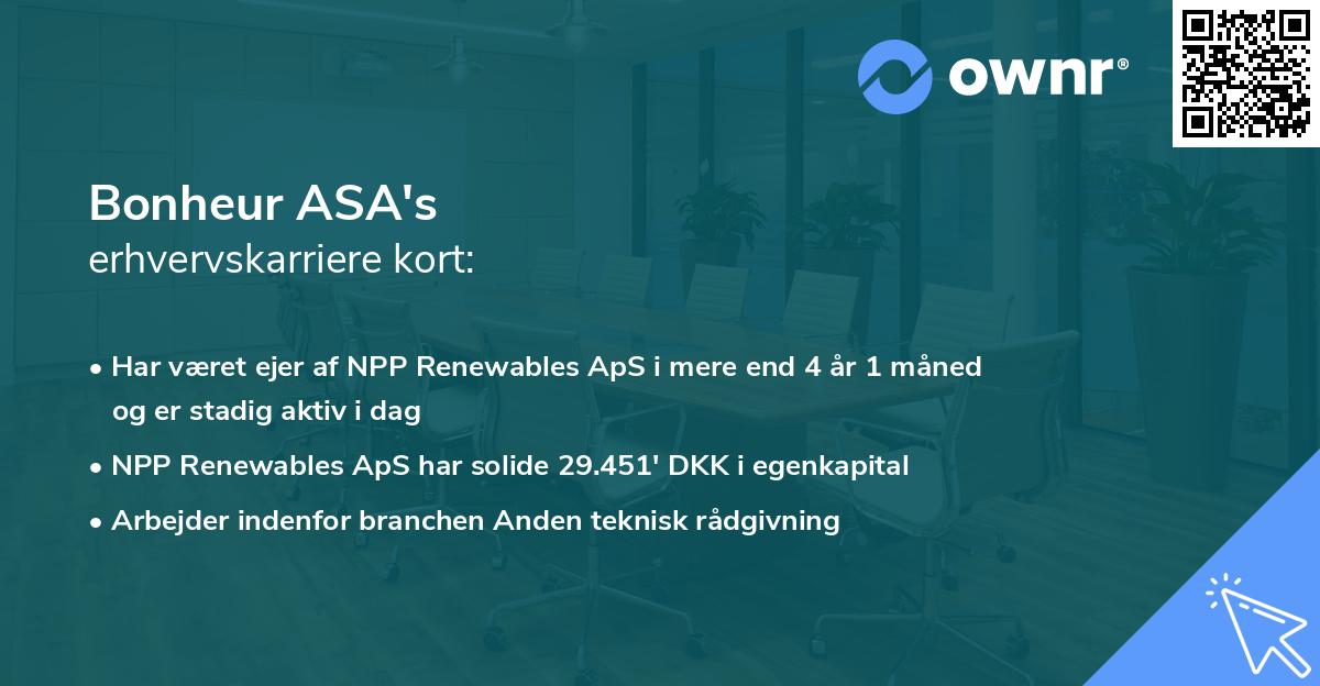 Bonheur ASA's erhvervskarriere kort