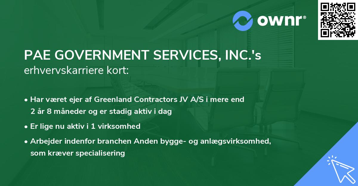 PAE GOVERNMENT SERVICES, INC.'s erhvervskarriere kort