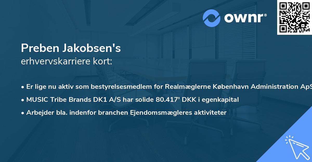Preben Jakobsen's erhvervskarriere kort