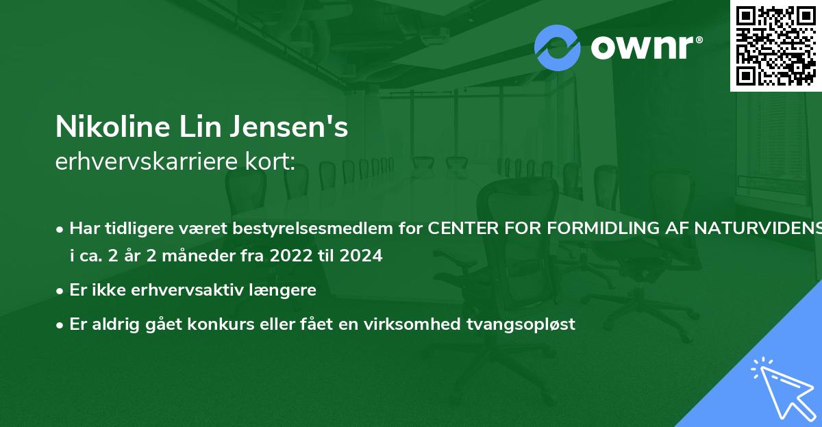 Nikoline Lin Jensen's erhvervskarriere kort