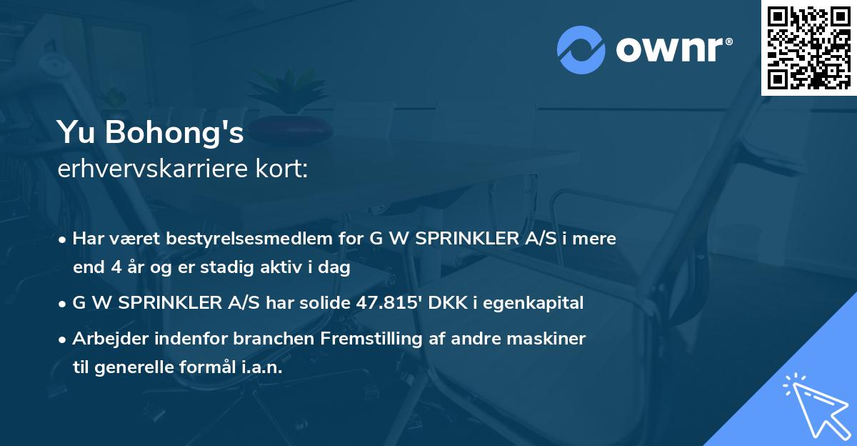Yu Bohong's erhvervskarriere kort