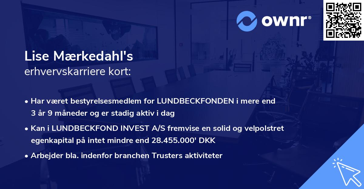 Lise Mærkedahl's erhvervskarriere kort