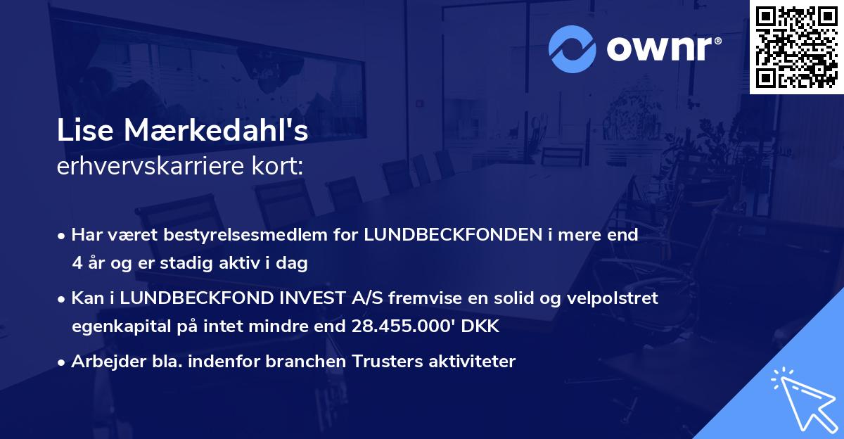 Lise Mærkedahl's erhvervskarriere kort