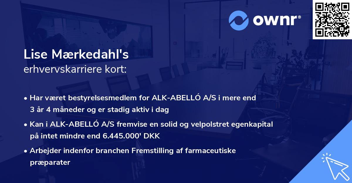 Lise Mærkedahl's erhvervskarriere kort