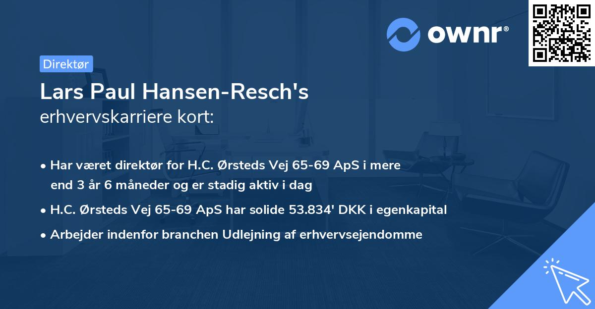 Lars Paul Hansen-Resch's erhvervskarriere kort