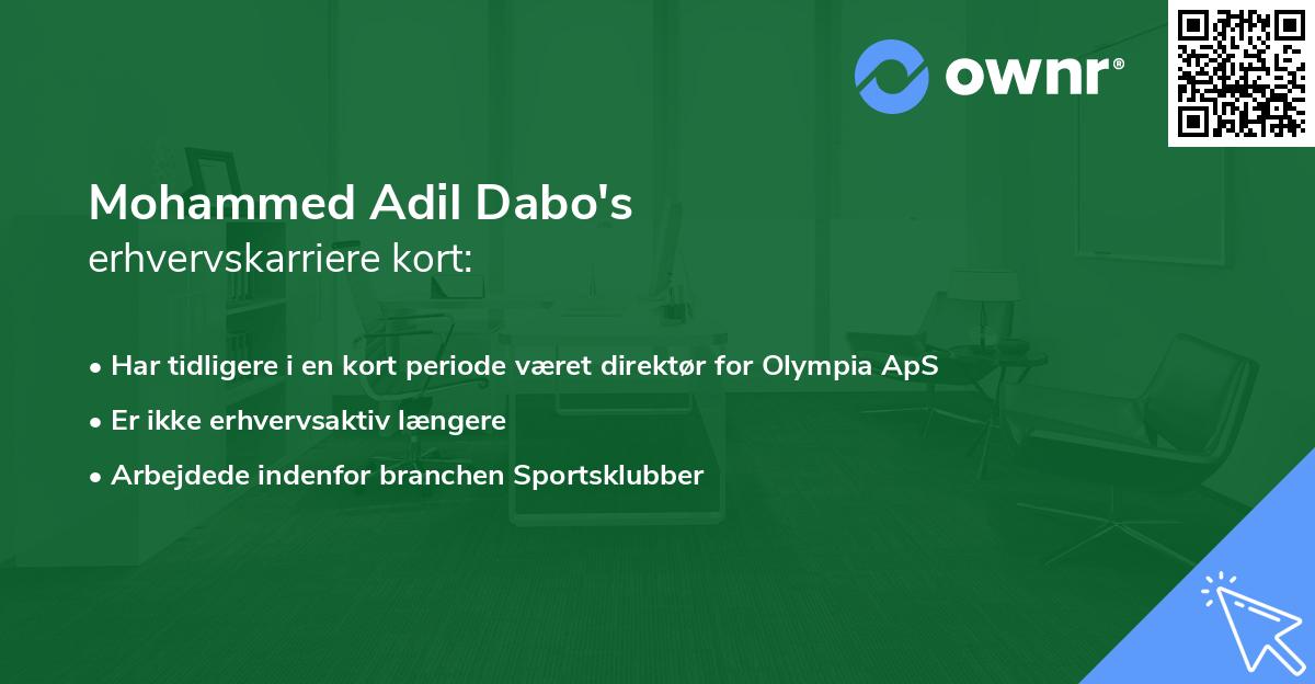 Mohammed Adil Dabo's erhvervskarriere kort