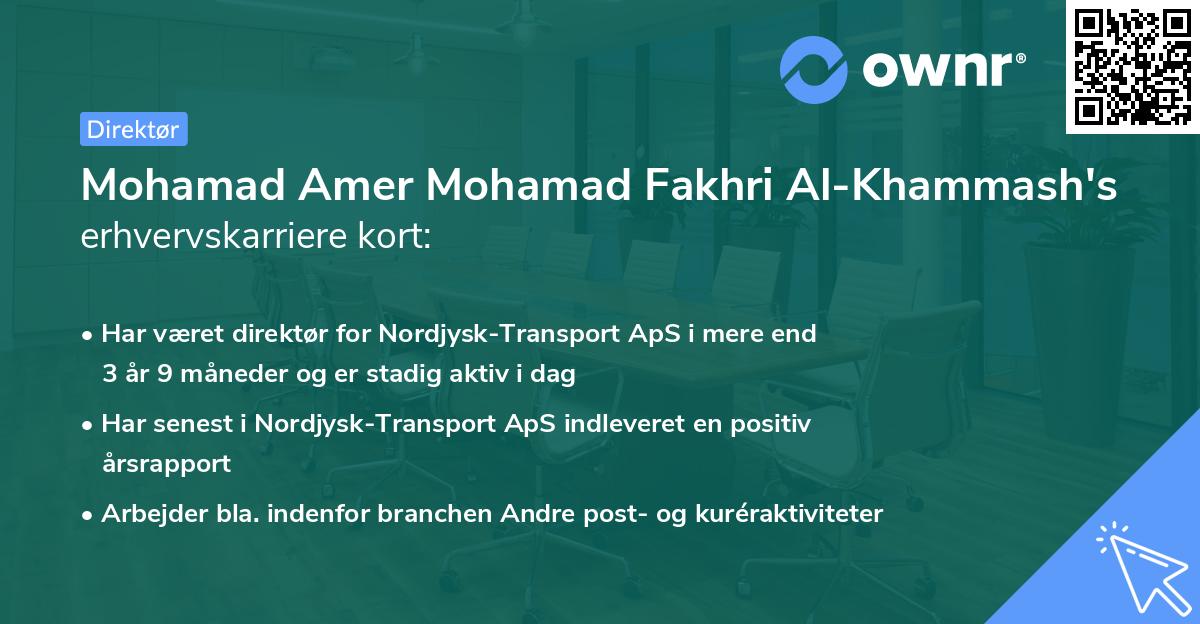 Mohamad Amer Mohamad Fakhri Al-Khammash's erhvervskarriere kort