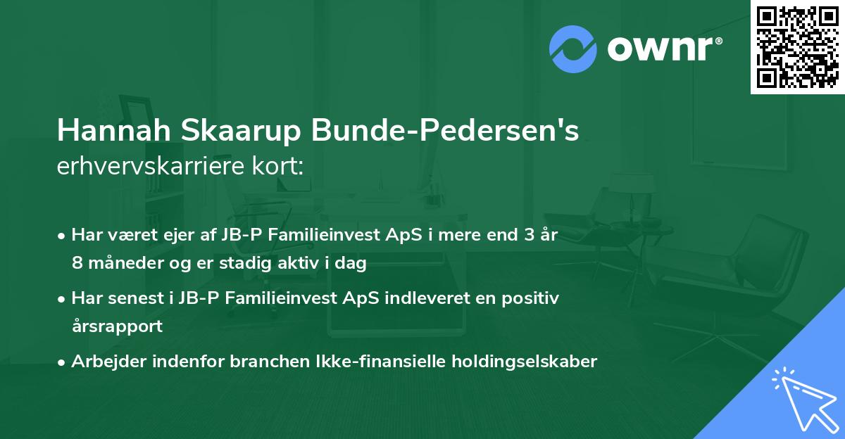 Hannah Skaarup Bunde-Pedersen's erhvervskarriere kort