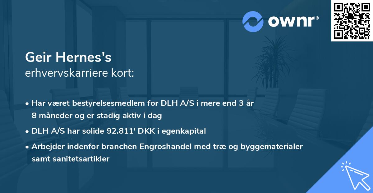 Geir Hernes's erhvervskarriere kort