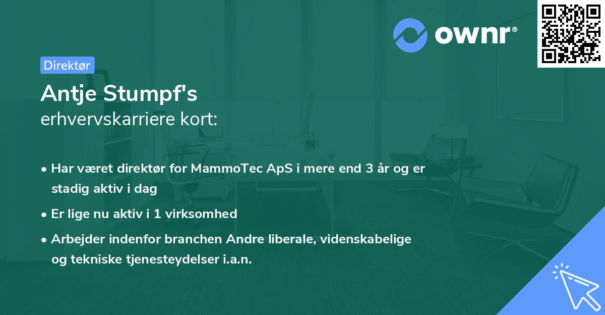 Antje Stumpf's erhvervskarriere kort