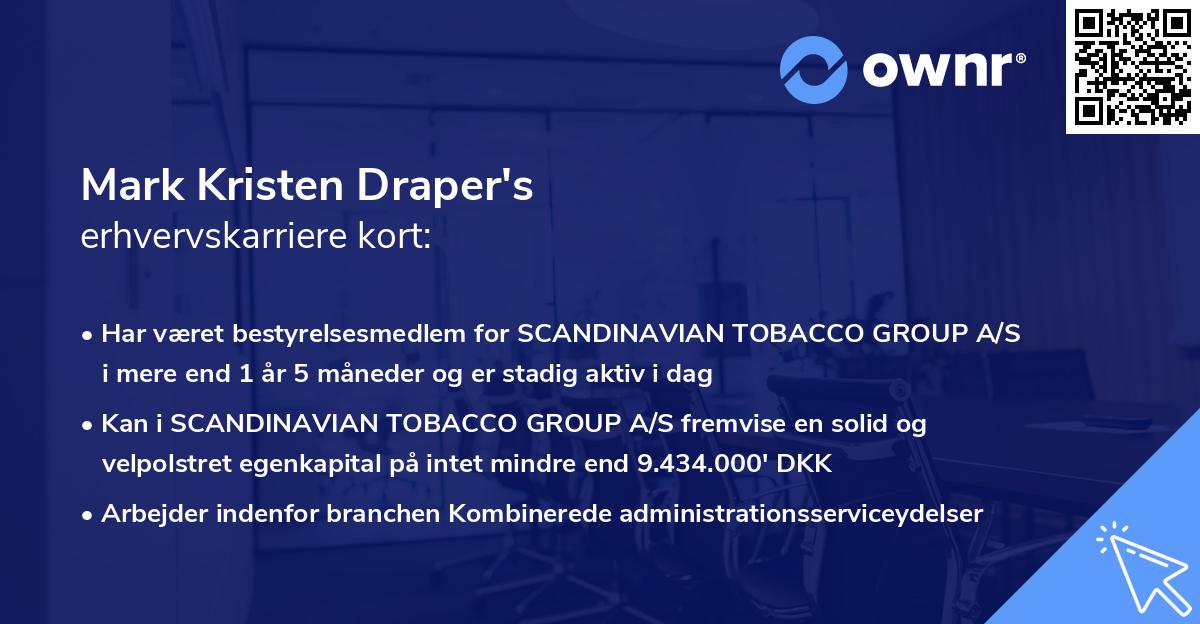 Mark Kristen Draper's erhvervskarriere kort