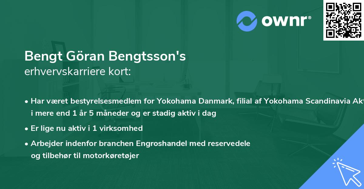 Bengt Göran Bengtsson's erhvervskarriere kort