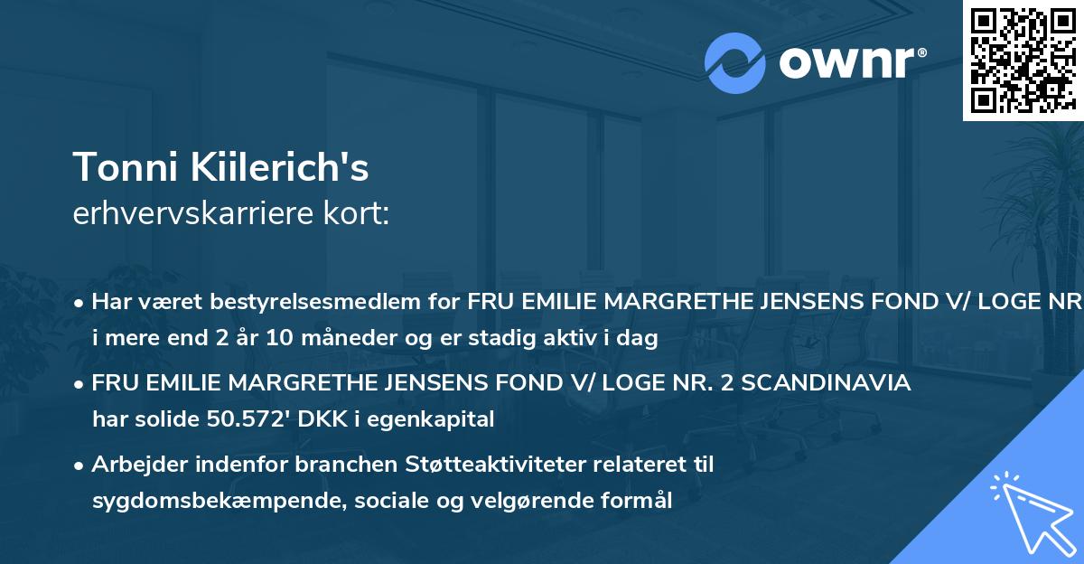 Tonni Kiilerich's erhvervskarriere kort