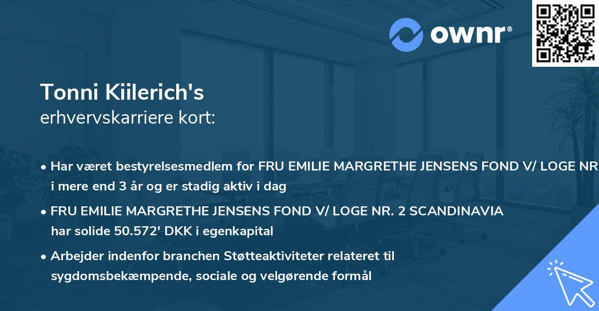 Tonni Kiilerich's erhvervskarriere kort