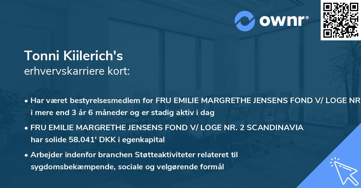 Tonni Kiilerich's erhvervskarriere kort