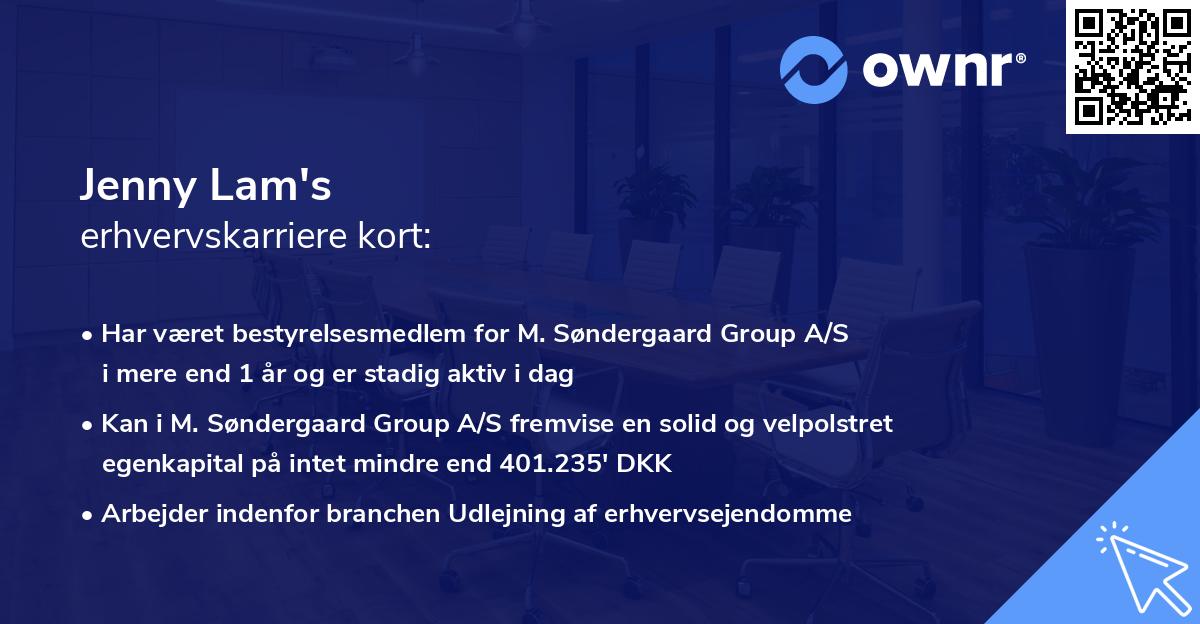 Jenny Lam's erhvervskarriere kort