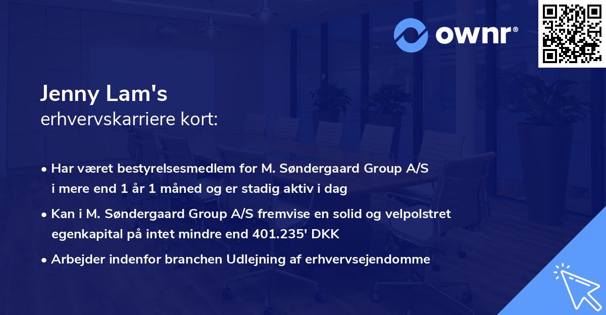 Jenny Lam's erhvervskarriere kort