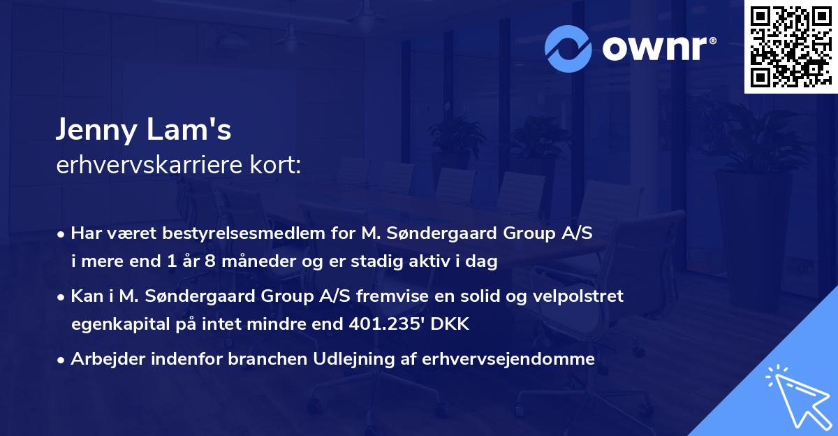 Jenny Lam's erhvervskarriere kort