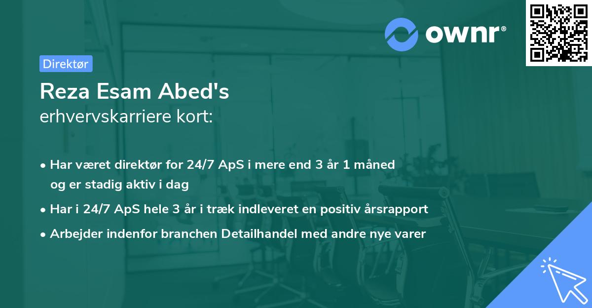 Reza Esam Abed's erhvervskarriere kort