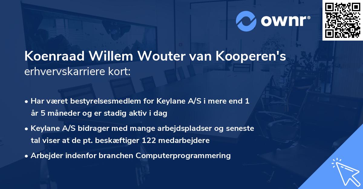 Koenraad Willem Wouter van Kooperen's erhvervskarriere kort