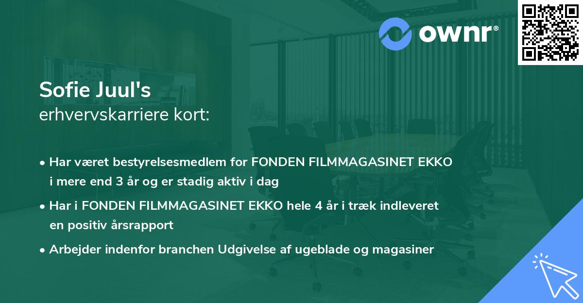 Sofie Juul's erhvervskarriere kort
