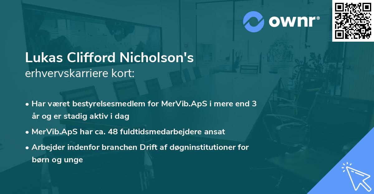 Lukas Clifford Nicholson's erhvervskarriere kort