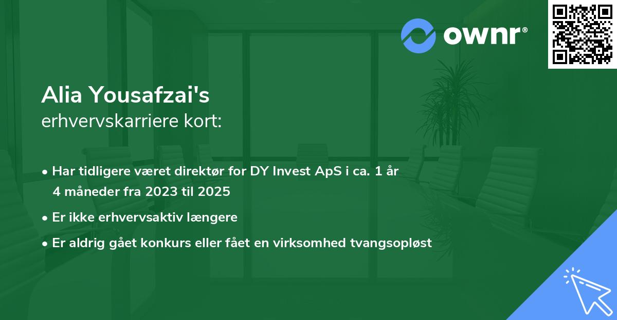 Alia Yousafzai's erhvervskarriere kort