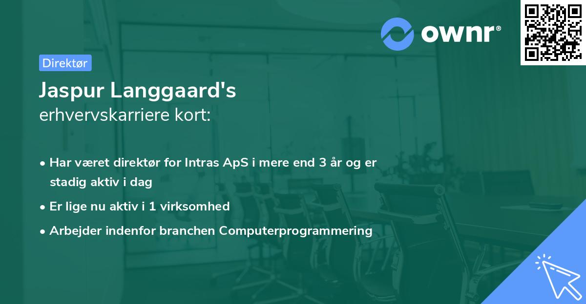 Jaspur Langgaard's erhvervskarriere kort