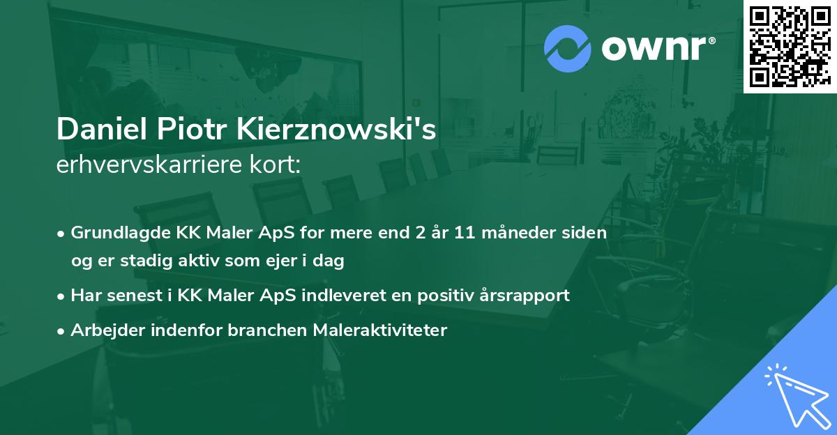 Daniel Piotr Kierznowski's erhvervskarriere kort