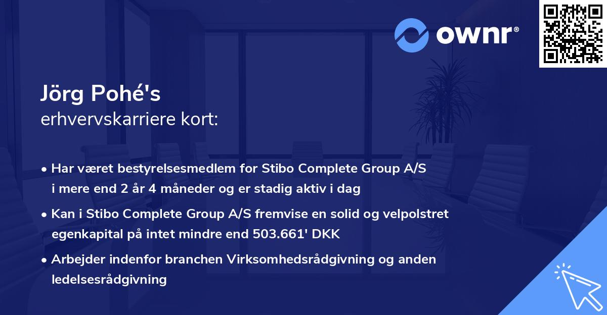 Jörg Pohé's erhvervskarriere kort