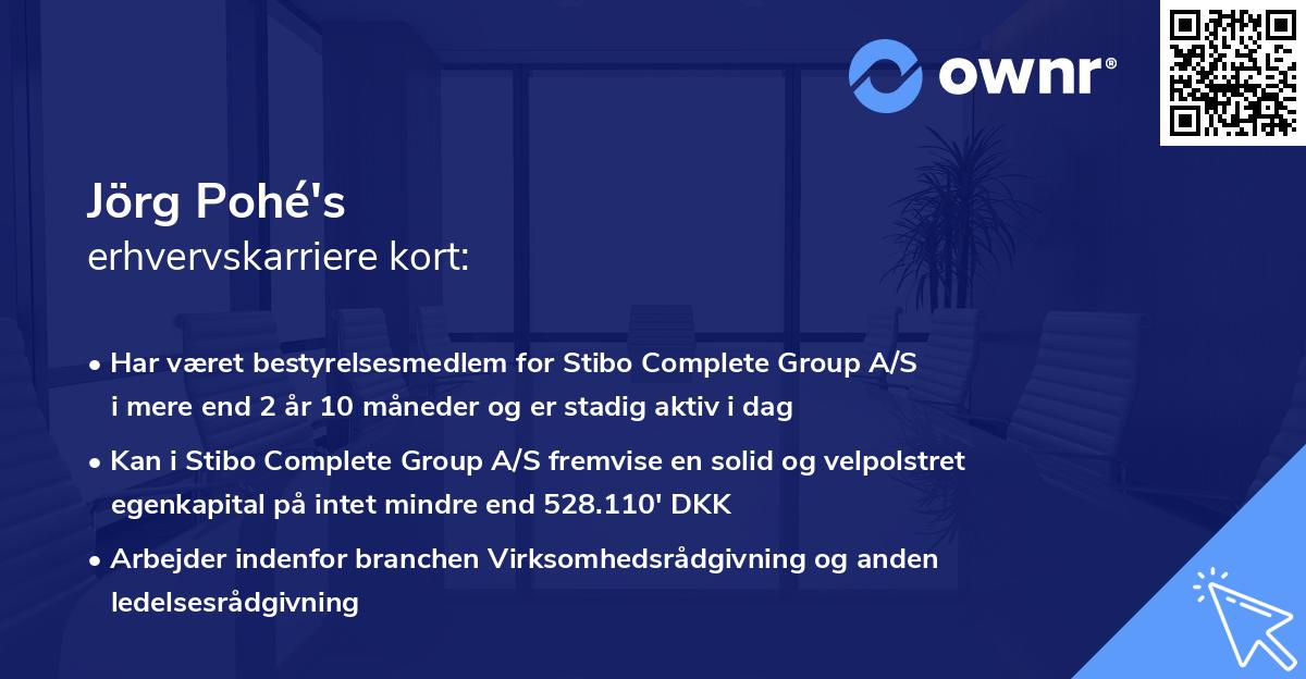 Jörg Pohé's erhvervskarriere kort