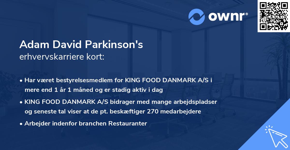 Adam David Parkinson's erhvervskarriere kort